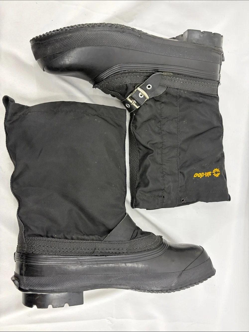 Vintage 70s 80s Ski-Doo Bombardier Black Snowmobile Winter Duck Boots, Mens 8